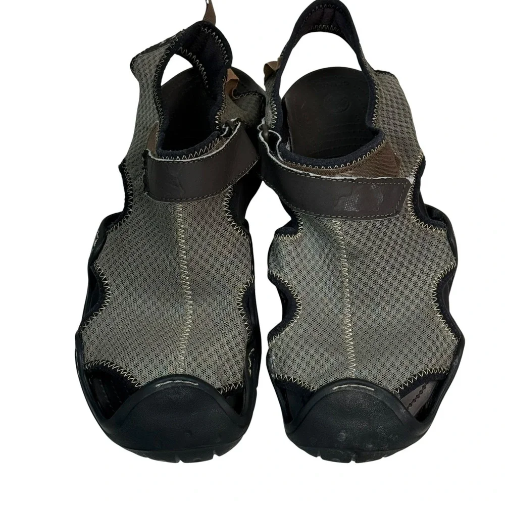 Crocs Swiftwater Mesh‎ Sandals Mens 12 Gray Black Water Shoes Hiking 15041
